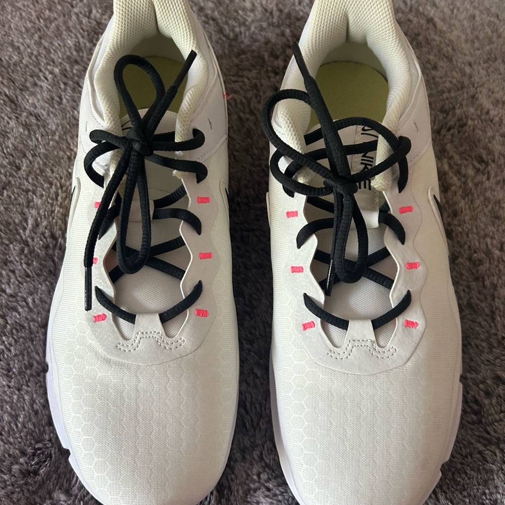 White Nike Sneakers with Black Laces